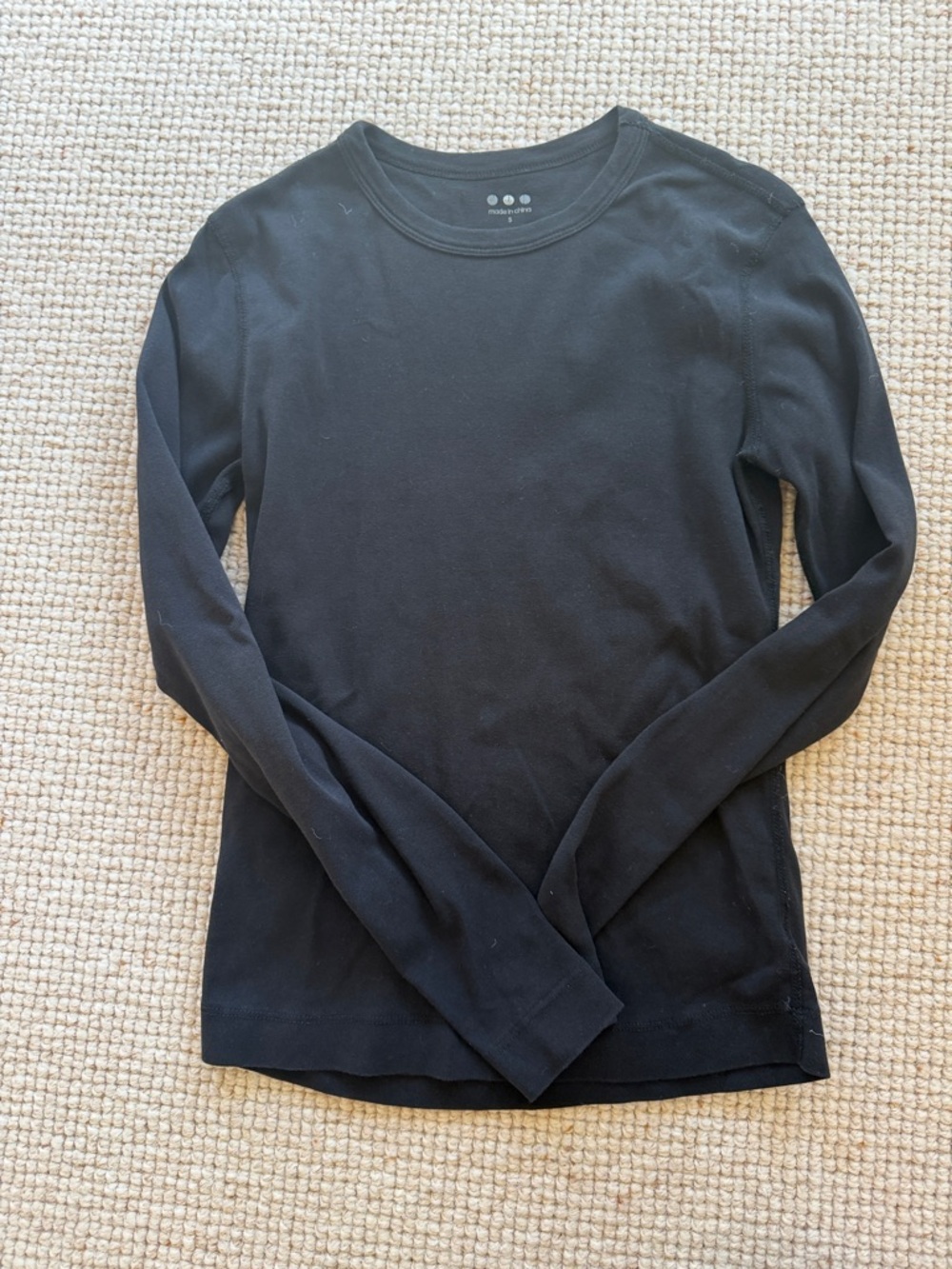 Three Dots Black Long-Sleeve Crewneck Tee